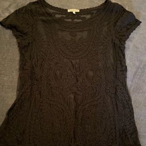 Black mesh-like blouse